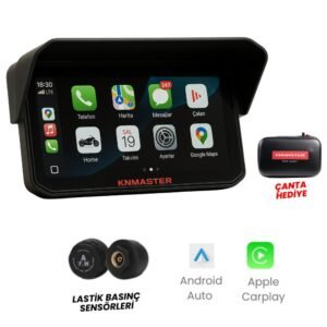 KNMASTER MOTOPLAY 1500 – 6.25” TPMS Sensörlü Kablosuz CarPlay & Android Auto Destekli Motosiklet Multimedya Ekranı