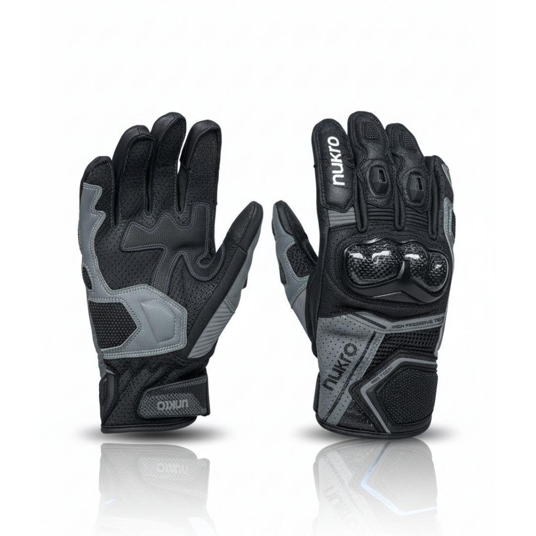 Nukro DRAVEN 3 Mevsim Deri Eldiven – Gri