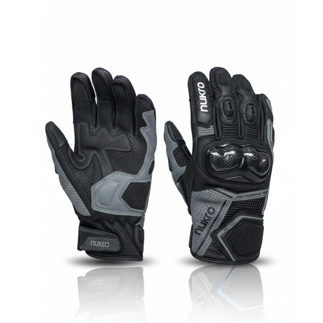 Nukro DRAVEN 3 Mevsim Deri Eldiven – Gri - Görsel 2